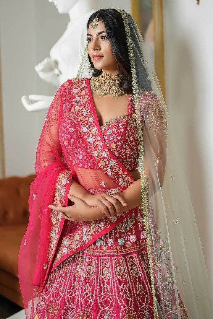 Malai Silk Thread Work Sequins Lehenga With Cancan - MYLUXURY LANE ENTERPRISE